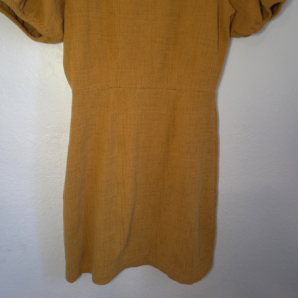 Madewell Texture & Thread Yellow Puff Sleeves Summer Midi Dress WomensSize Small - Picture 9 of 16